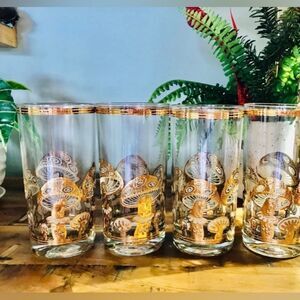 Vintage Culver Mushroom Glasses- 22k-Set of 16 